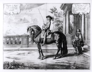 Illustrazione da un manuale di equitazione, inciso da Peeter Clouwet (1629-70), 1658 da Abraham Jansz. van Diepenbeke